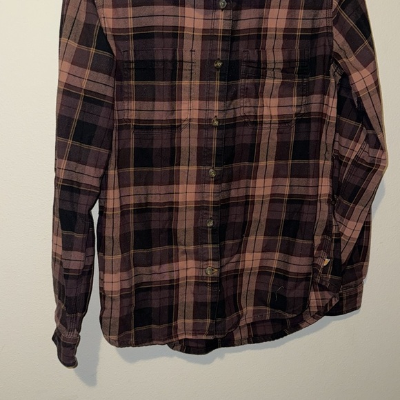 Carhartt Brown Women’s Plaid Button Up Size Small(4/6) Front Pockets EUC Cotton - Picture 4 of 13